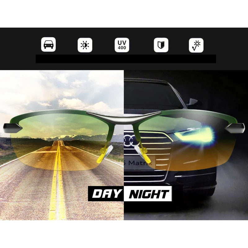 Unisex Polarized Day Night Vision Sunglasses UV400 Anti-Glare Driving Glasses for Men Women