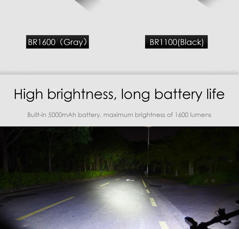 BR1600 Lumens Professional Bicycle Light Side Warning IPX6 Waterproof USB Rechargeable Bike Light Flashlight Accessories