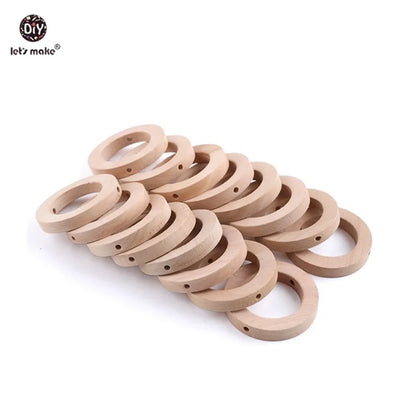 Let's Make Baby Teether 20pc 30mm Wood Rring BPA Free Wooden Teether Baby Products DIY Crafts Accessories Teething Toys Gifts