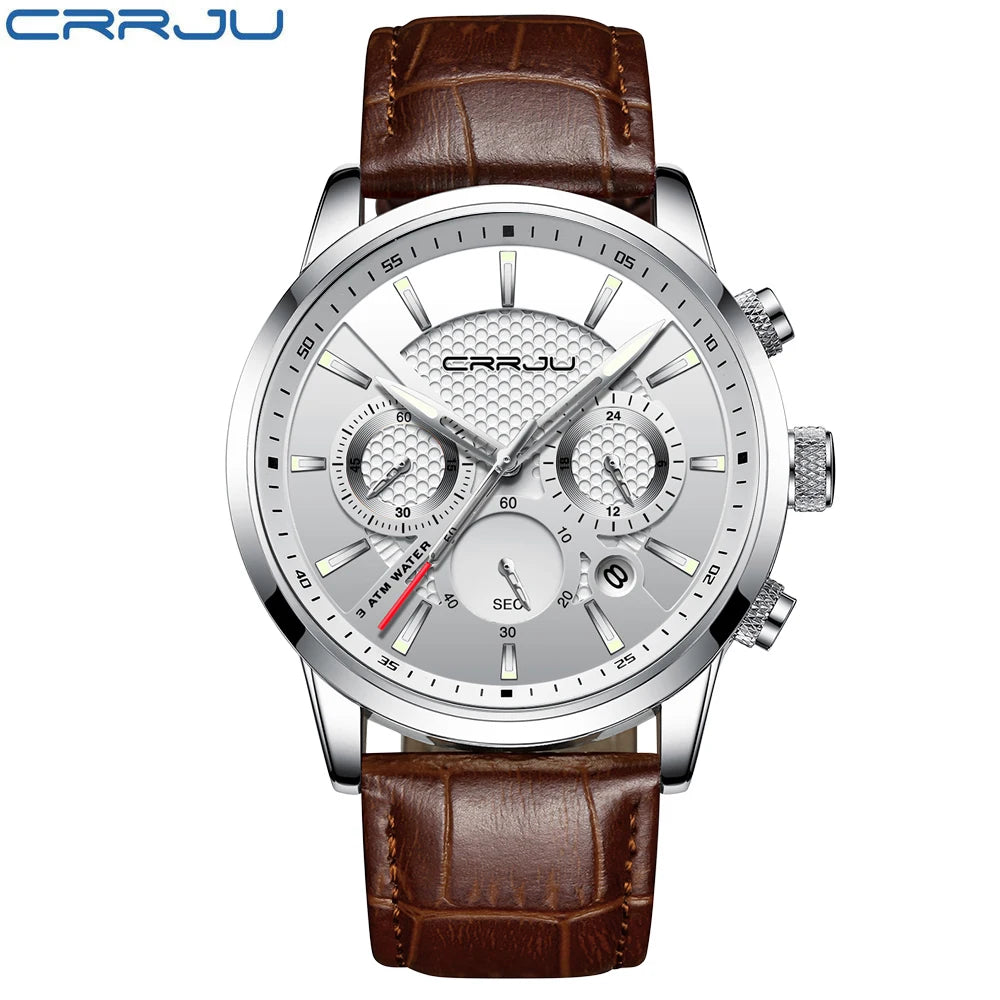 Man Watch Luxury Leather Wrist Watch Casual Chronograph Quartz Waterproof  Hot Sale Wristwatch