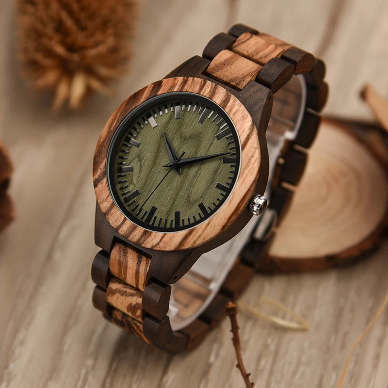 Vintage Green Dial Wood Watches Environmental Watch Wooden Watch Custom Logo