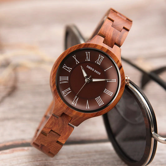 Fashion Wood Watch Female Clock Quartz Wrist watches Ladies Roman Dial