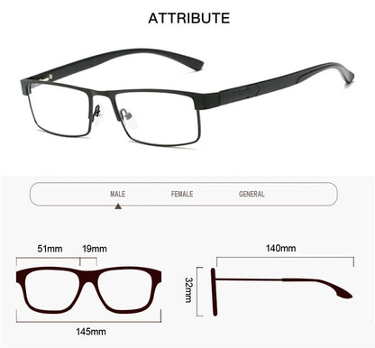 Men Titanium Alloy Reading Glasses Mens Non spherical lenses Retro Business Designer Hyperopia Prescription Eyeglasses Male