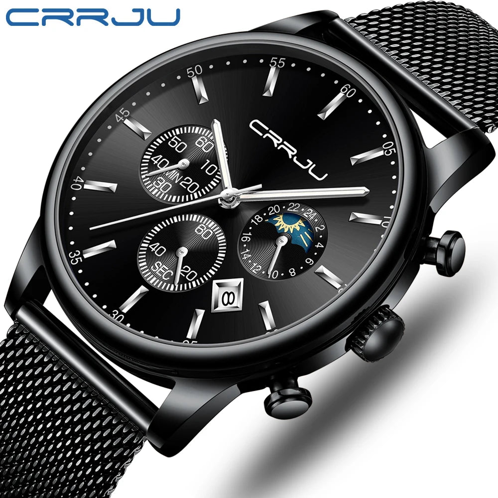 Relogio Masculino Luxury Quartz Watch for Men Blue Dial Watches Sport Watches Chronograph Clock Mesh Belt Wrist Watch