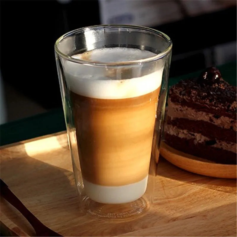 400ml Heat Resistance Double Wall Glass Coffee Mug Home Tea Milk Juice Cup Water Beer Mug Drinkware