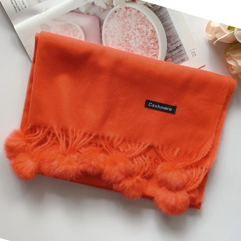 Autumn Winter Warm Cashmere Scarf Dot Pattern Long Tassels Women Thicken Wrap Shawl Lady muffler Wool Pashmina