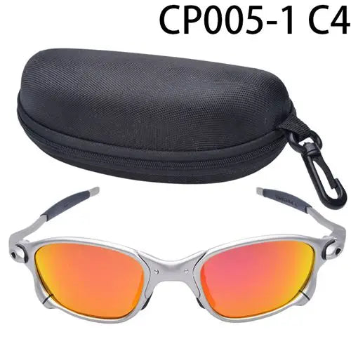 Polarized UV400 Road Bike Cycling Sunglasses – Silver Metal Frame Fishing Riding Eyewear