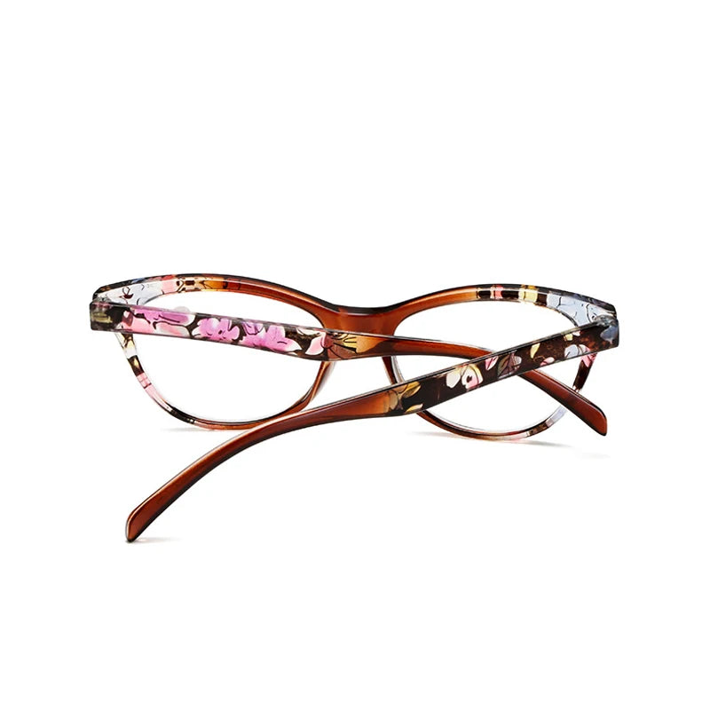 Elegant Lady Reading Glasses Women Floral Cat Eye Presbyopia Eyeglasses for Reader Diopters +1 1.5 2 2.5 3.0 3.5 4