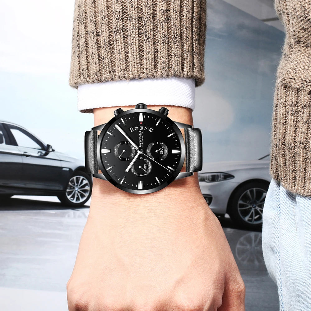 Men's Calander Waterproof Sport WristWatch with Milan strap Army Chronograph Quartz Heavy Watches Fashion male Clock