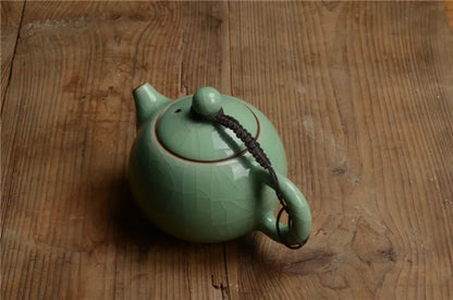 Longan celadon, small teapot, ice crack glaze, ceramic