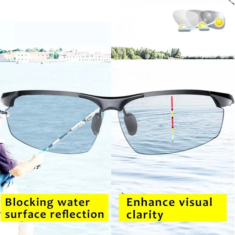 Photochromic HD Sunglasses Men Polarized Chameleon Glasses Fishing Driving Shades Sun Glasses