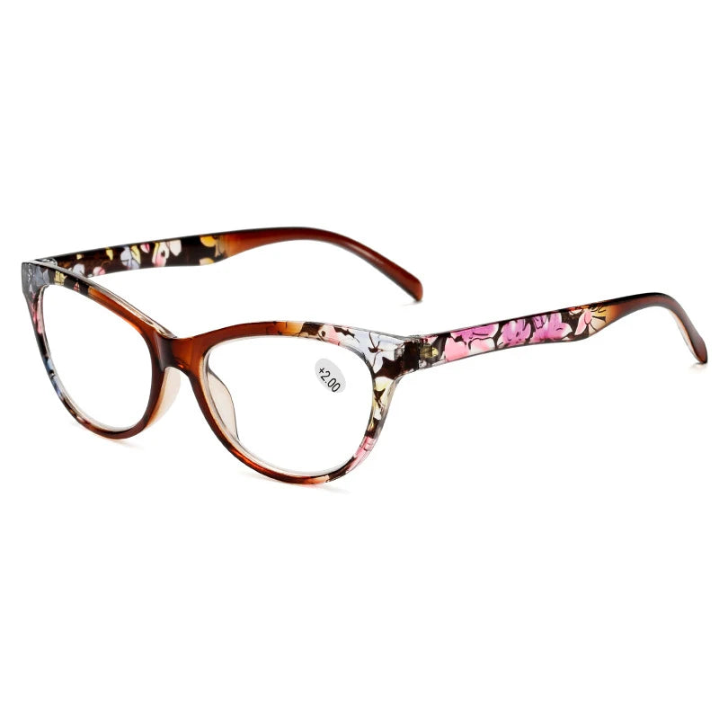 Elegant Lady Reading Glasses Women Floral Cat Eye Presbyopia Eyeglasses for Reader Diopters +1 1.5 2 2.5 3.0 3.5 4