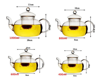 Elegant Glass Tea Set Borosilicate Glass Teapot With Cups Bamboo Tea Tray Tea Set Kettle Warmer Glass Teapot