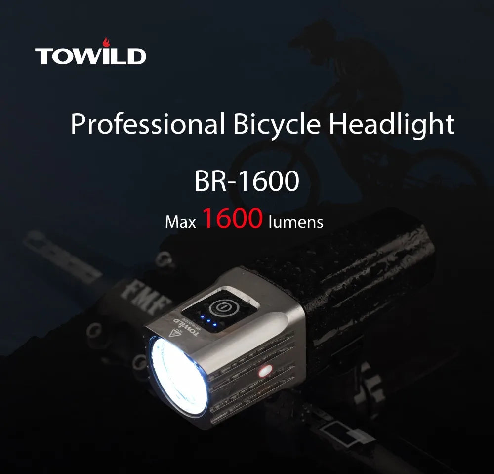 BR1600 Lumens Professional Bicycle Light Side Warning IPX6 Waterproof USB Rechargeable Bike Light Flashlight Accessories