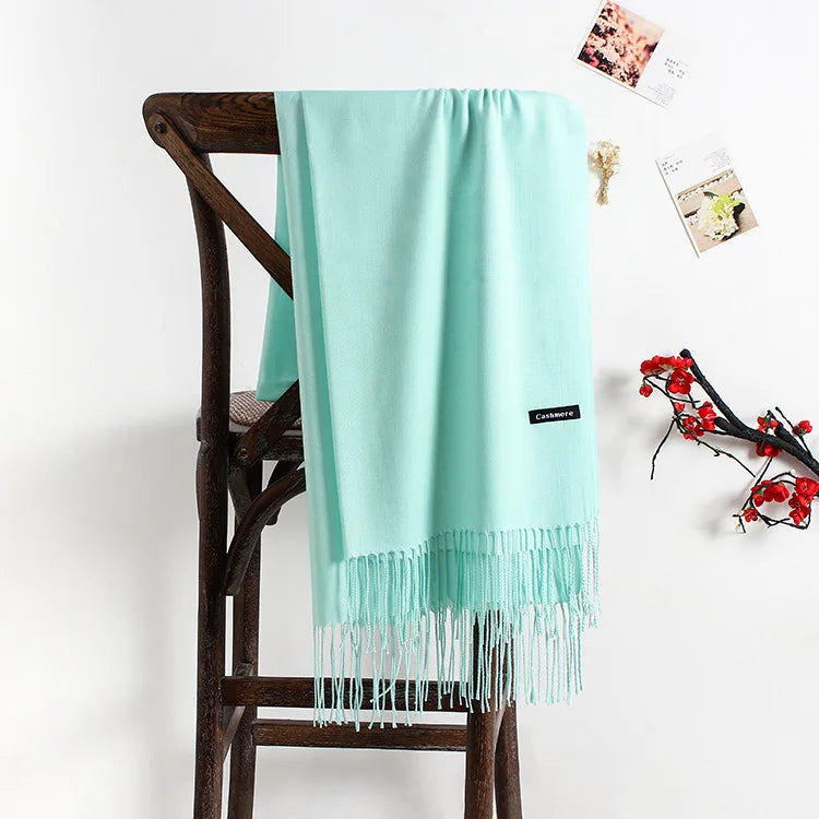 solid color soft scarf cashmere lady shawl wrap Autumn winter pashmina hijab headband