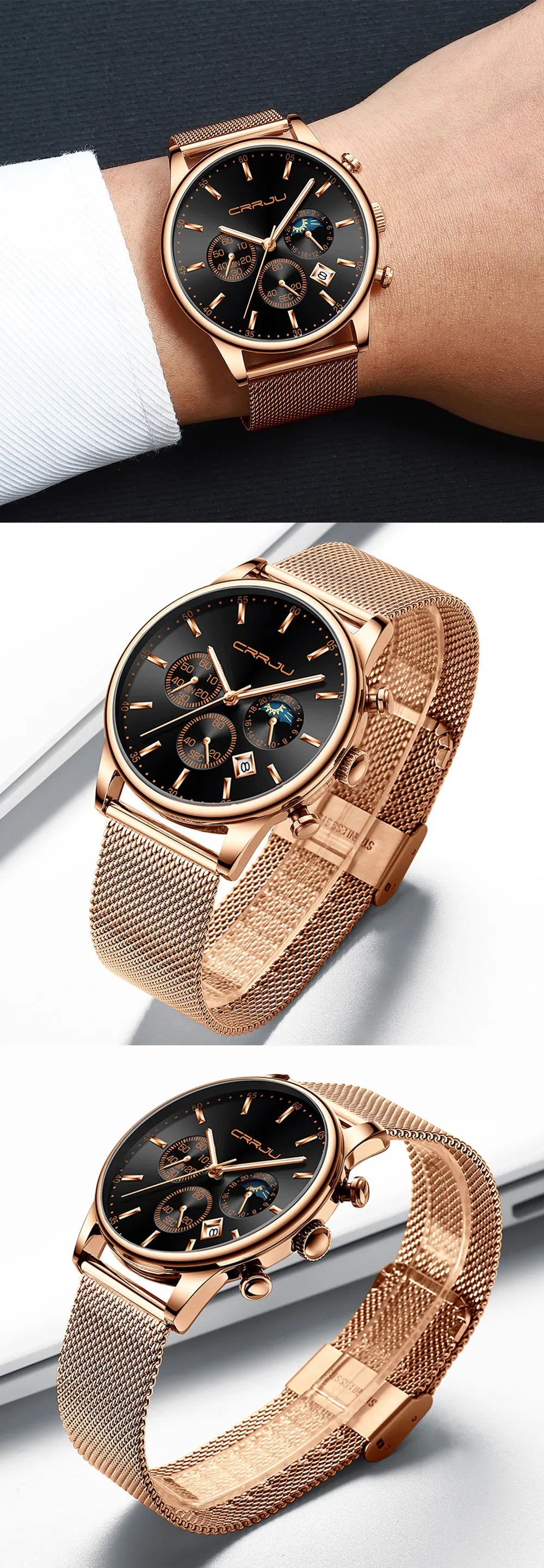 Relogio Masculino Luxury Quartz Watch for Men Blue Dial Watches Sport Watches Chronograph Clock Mesh Belt Wrist Watch