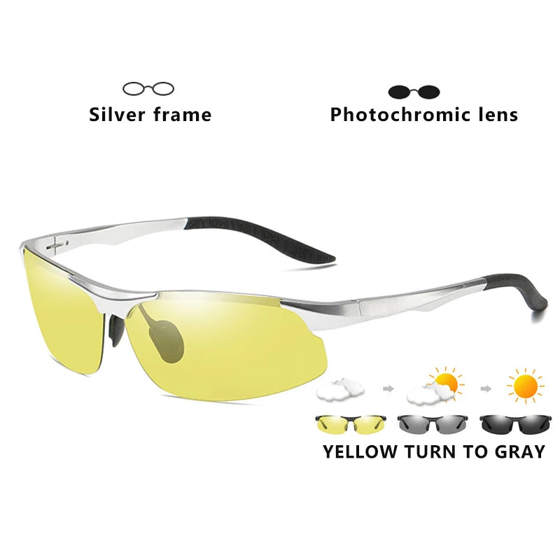 Aluminum Magnesium Photochromic Polarized Sunglasses UV400 Day Night Vision Driving Glasses for Men Women