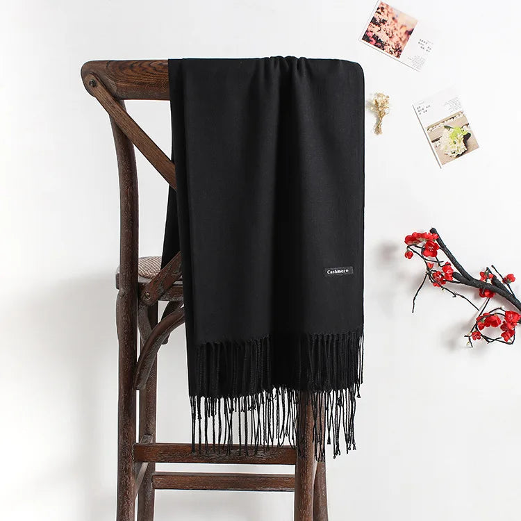 solid color soft scarf cashmere lady shawl wrap Autumn winter pashmina hijab headband