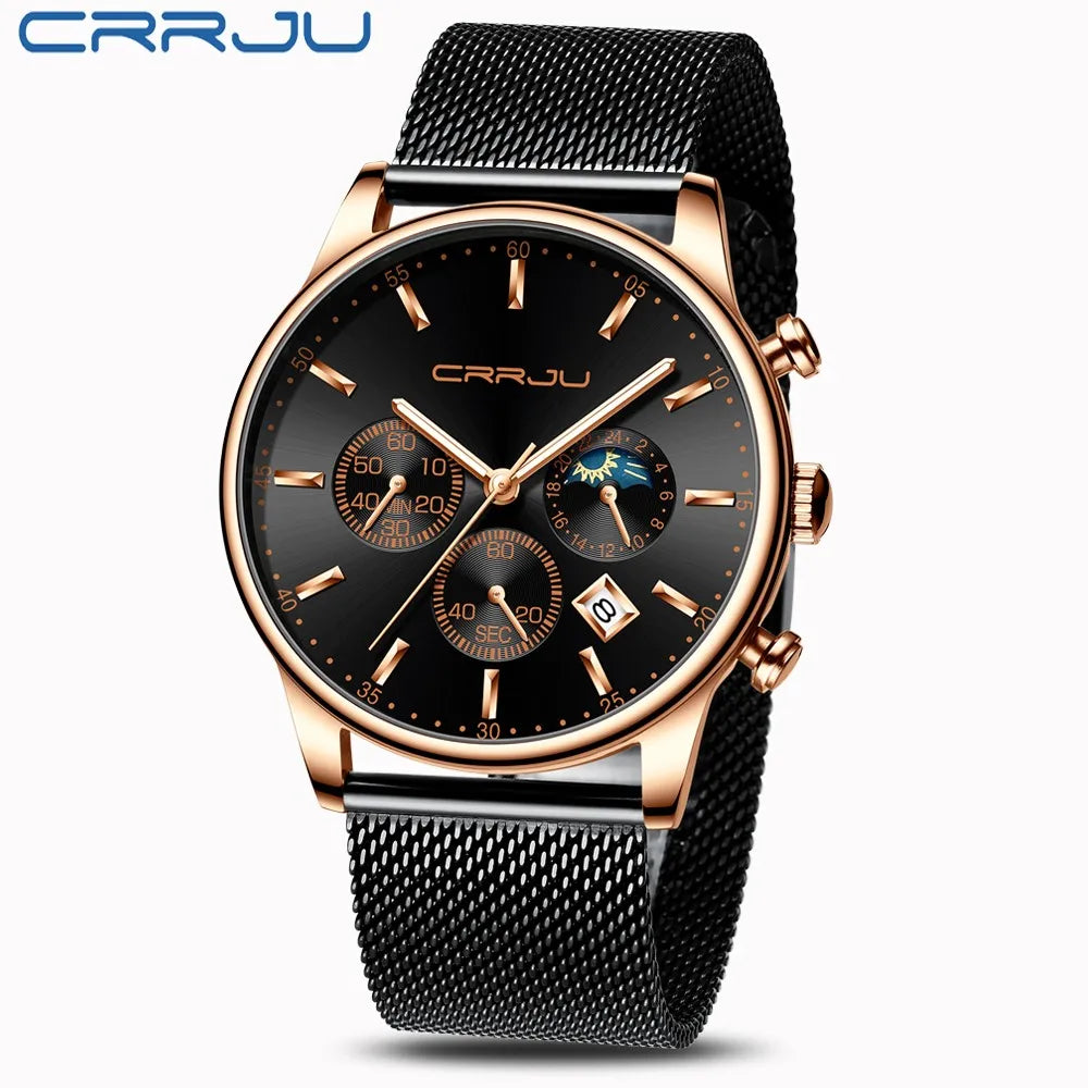 Relogio Masculino Luxury Quartz Watch for Men Blue Dial Watches Sport Watches Chronograph Clock Mesh Belt Wrist Watch