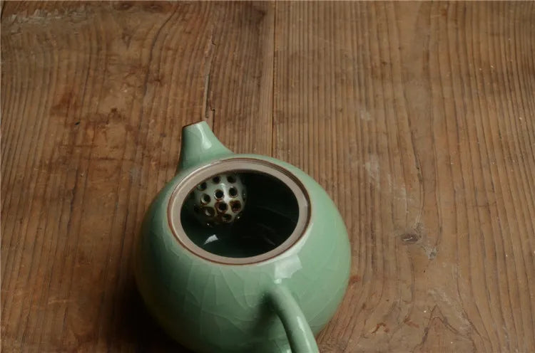 Longan celadon, small teapot, ice crack glaze, ceramic