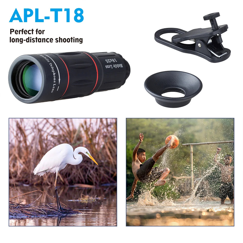 18X Smartphone Telephoto Telescope Lens with Universal Clip