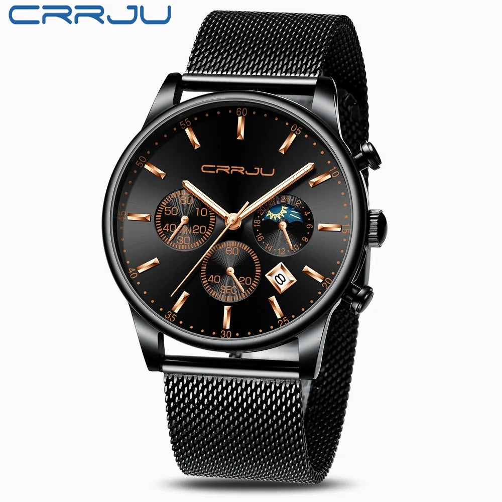 Relogio Masculino Luxury Quartz Watch for Men Blue Dial Watches Sport Watches Chronograph Clock Mesh Belt Wrist Watch
