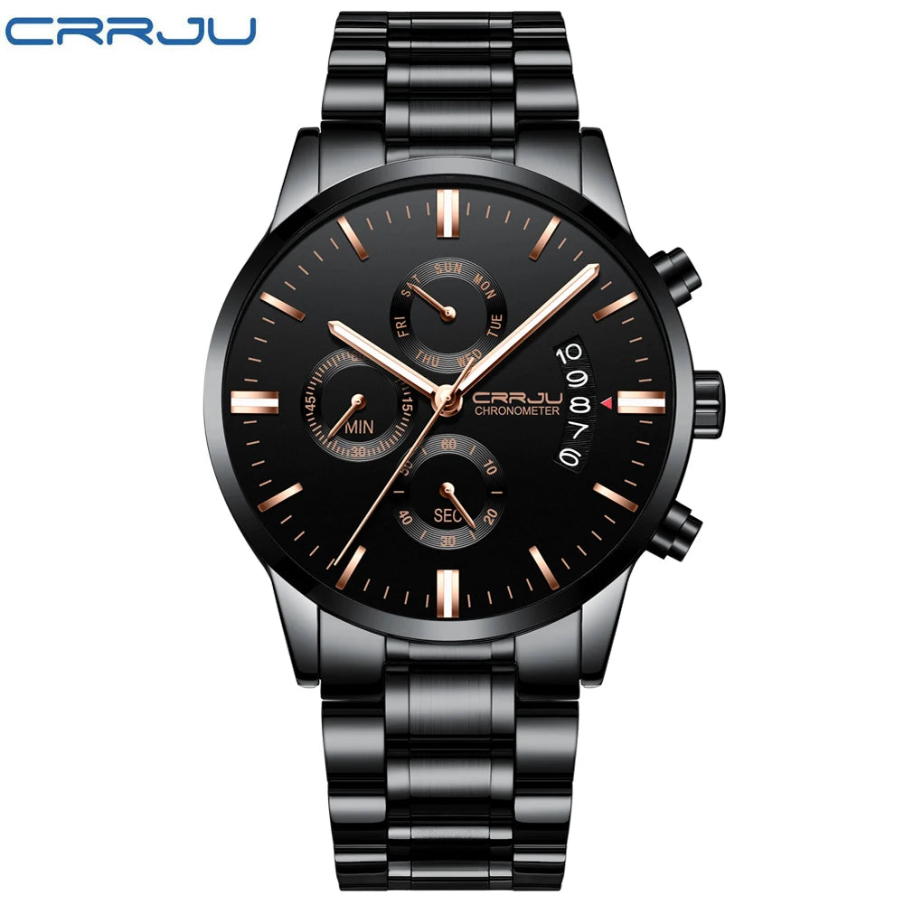 Men's Calander Waterproof Sport WristWatch with Milan strap Army Chronograph Quartz Heavy Watches Fashion male Clock