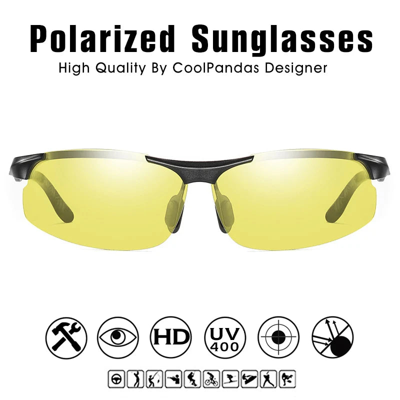 Aluminum Magnesium Polarized Sunglasses for Men Driving Day and Night Vision Glasses