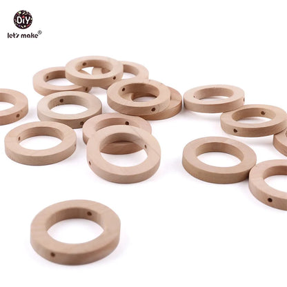 Let's Make Baby Teether 20pc 30mm Wood Rring BPA Free Wooden Teether Baby Products DIY Crafts Accessories Teething Toys Gifts