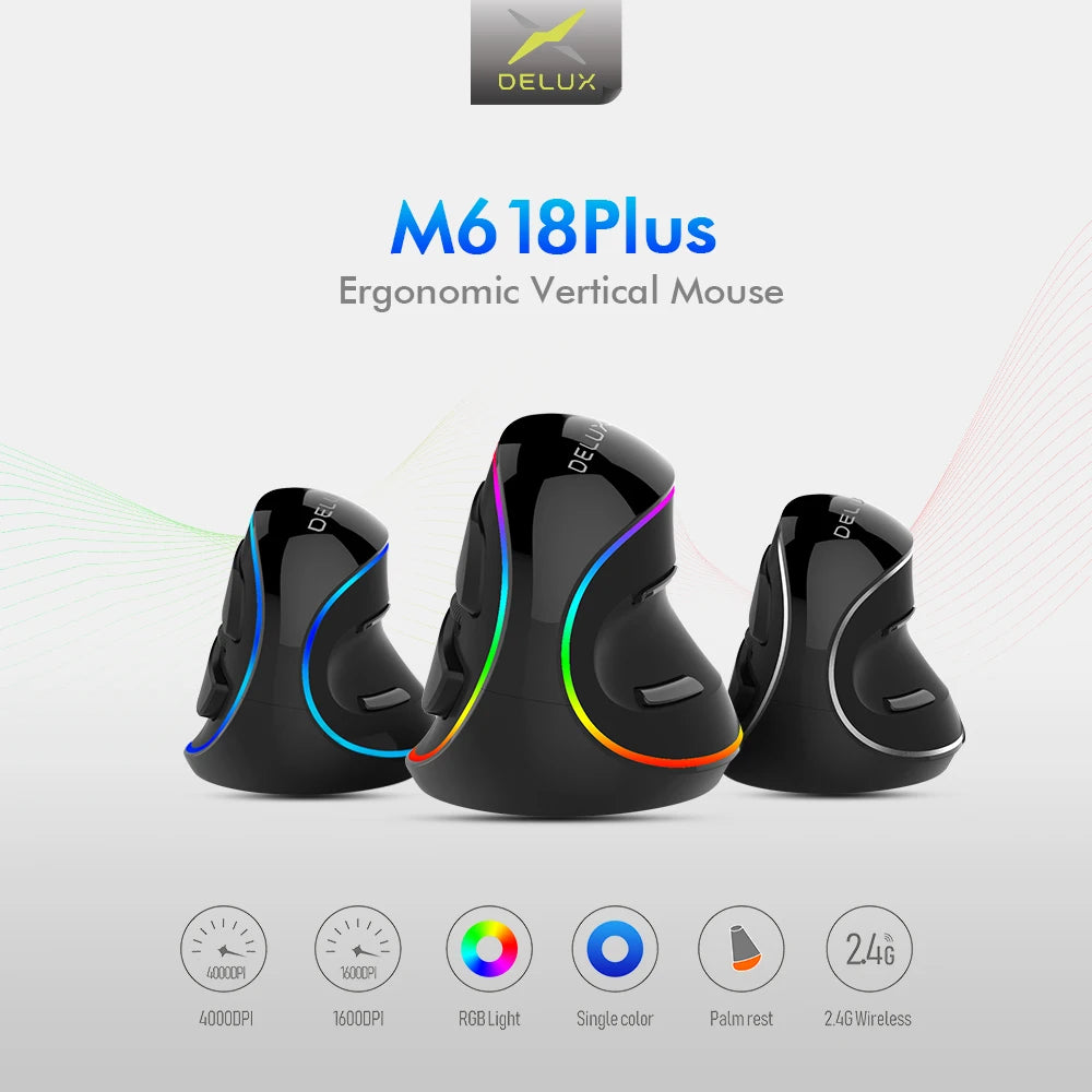 M618 Plus Vertical Ergonomic Mouse – 4000 DPI 6 Buttons
