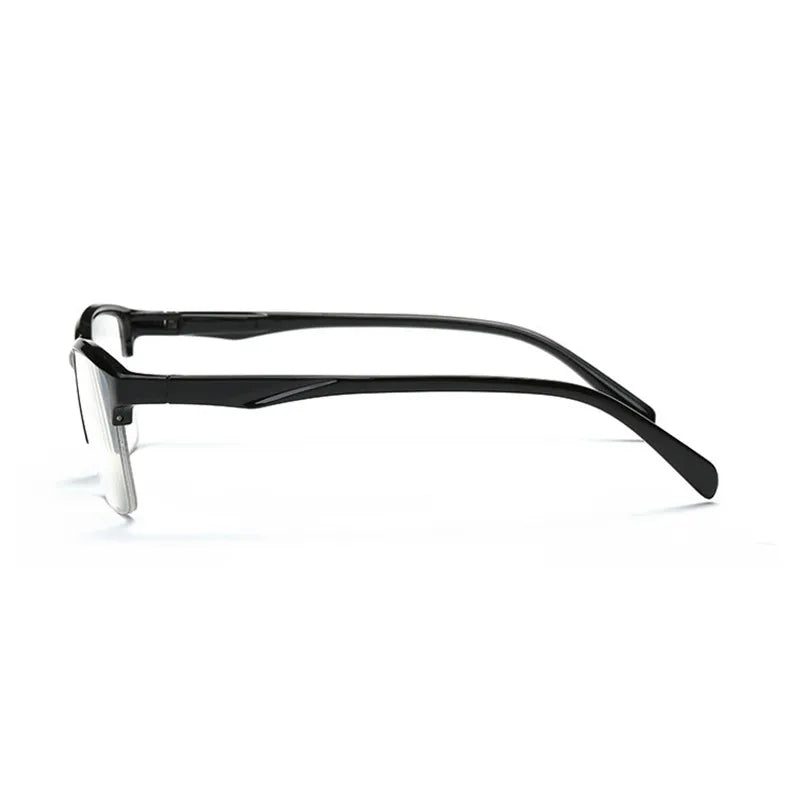 Half Frame Reading Glasses Presbyopic Eyewear Male Female Far sight Glasses Ultra Light Black with strength +75 to +400