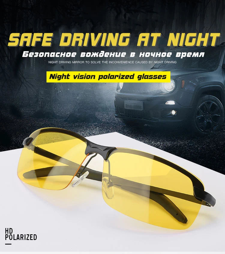 Polarized Night Vision Driving Sunglasses UV400 Anti-Glare Yellow Lens Glasses for Men Women