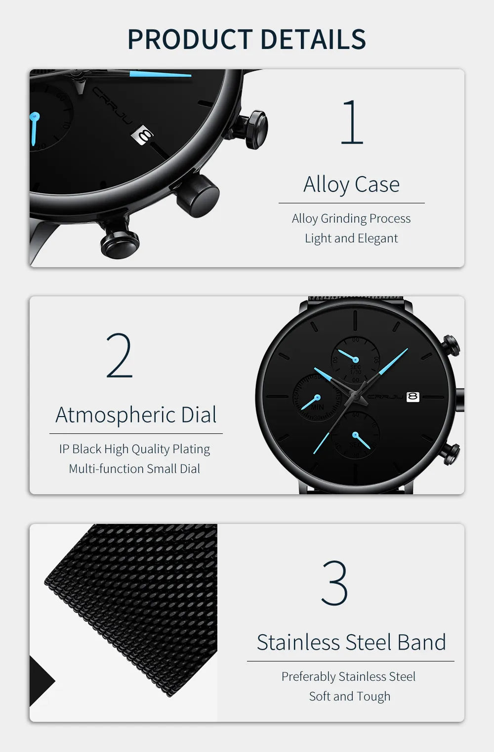 Mens Watches Luxury Sport Wrist Watch Unique Design Stainless Steel Auto Date Mesh Strap Men Fashion Casual Quartz Watches
