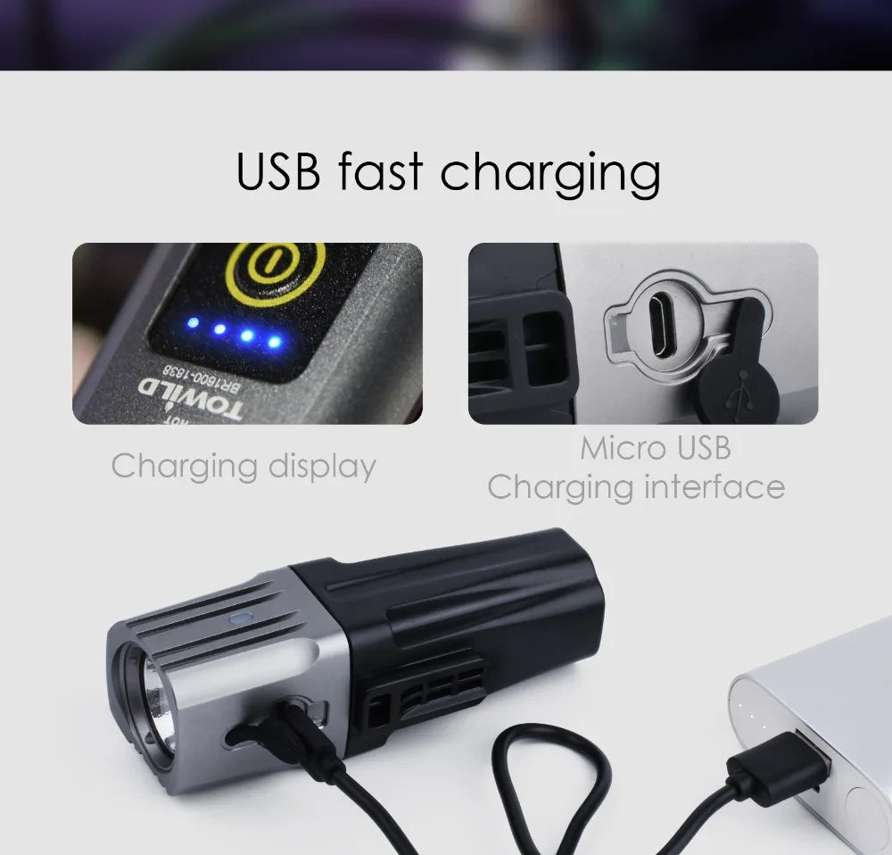 BR1600 Lumens Professional Bicycle Light Side Warning IPX6 Waterproof USB Rechargeable Bike Light Flashlight Accessories