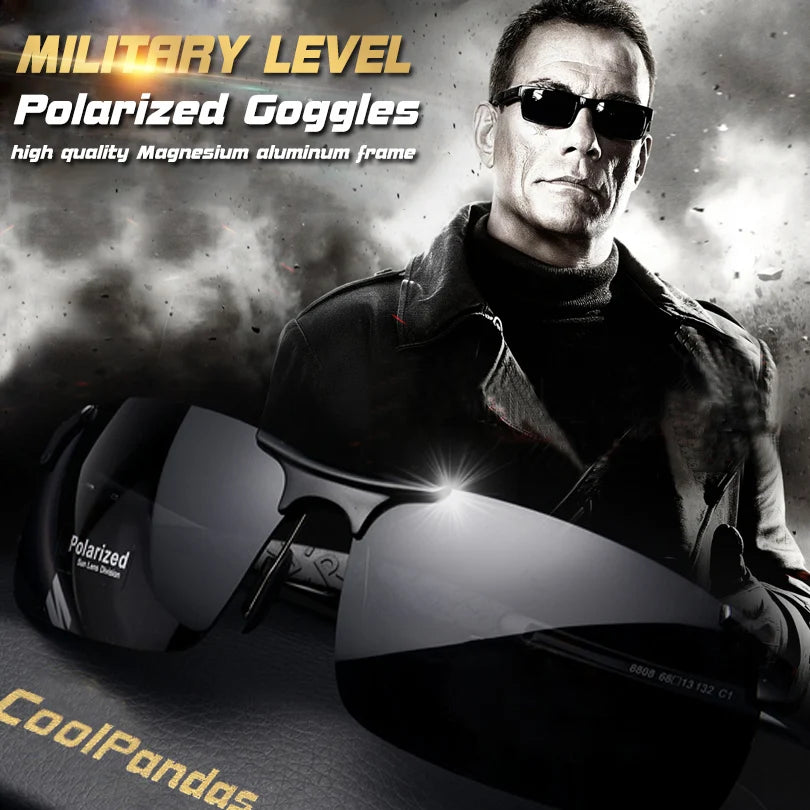 Aluminum Magnesium Polarized Sunglasses for Men Military Driving HD Goggles