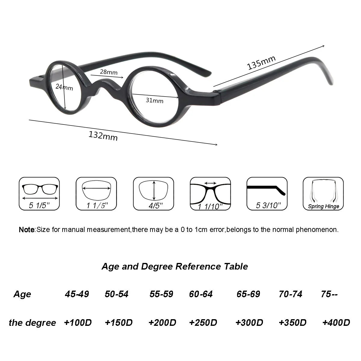 Small Vintage Reading Glasses Readers Round Retro Presbyopia Glasses Full Frame +1+1.5+2+2.5+3+3.5