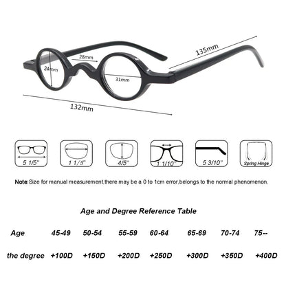 Small Vintage Reading Glasses Readers Round Retro Presbyopia Glasses Full Frame +1+1.5+2+2.5+3+3.5