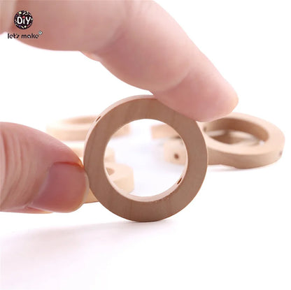 Let's Make Baby Teether 20pc 30mm Wood Rring BPA Free Wooden Teether Baby Products DIY Crafts Accessories Teething Toys Gifts