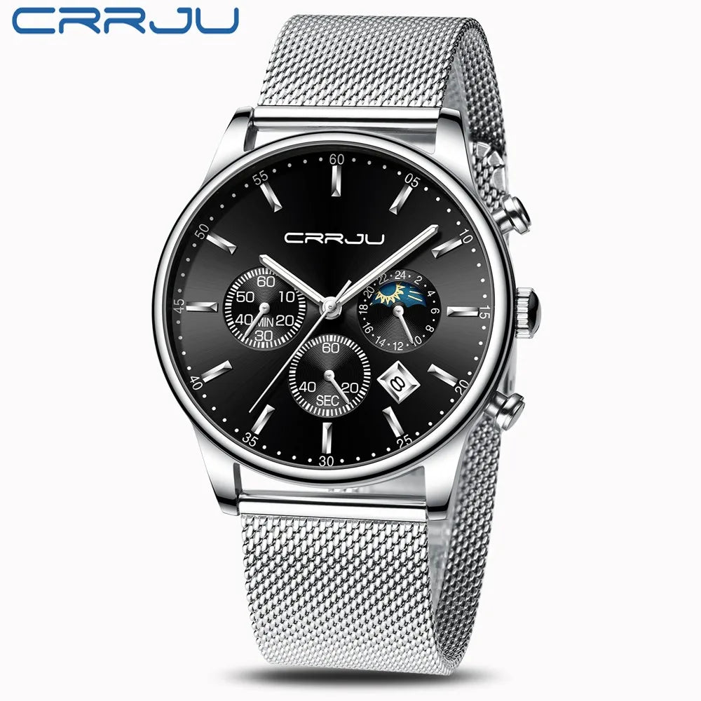 Relogio Masculino Luxury Quartz Watch for Men Blue Dial Watches Sport Watches Chronograph Clock Mesh Belt Wrist Watch