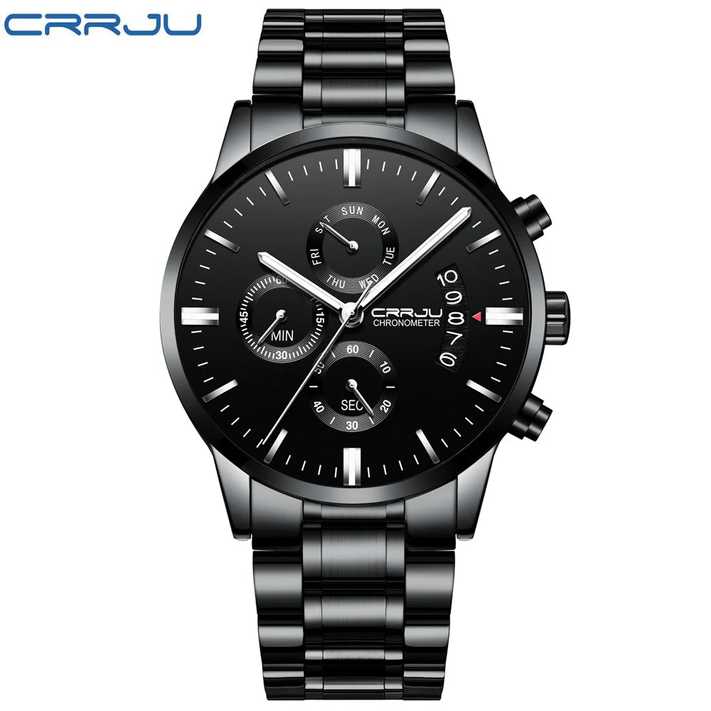 Men's Calander Waterproof Sport WristWatch with Milan strap Army Chronograph Quartz Heavy Watches Fashion male Clock