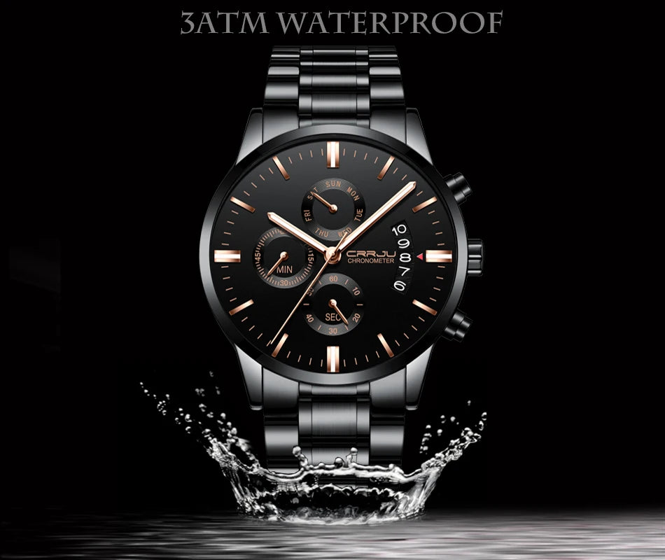 Men's Calander Waterproof Sport WristWatch with Milan strap Army Chronograph Quartz Heavy Watches Fashion male Clock