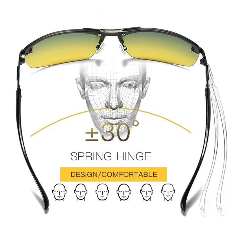 Unisex Polarized Day Night Vision Sunglasses UV400 Anti-Glare Driving Glasses for Men Women