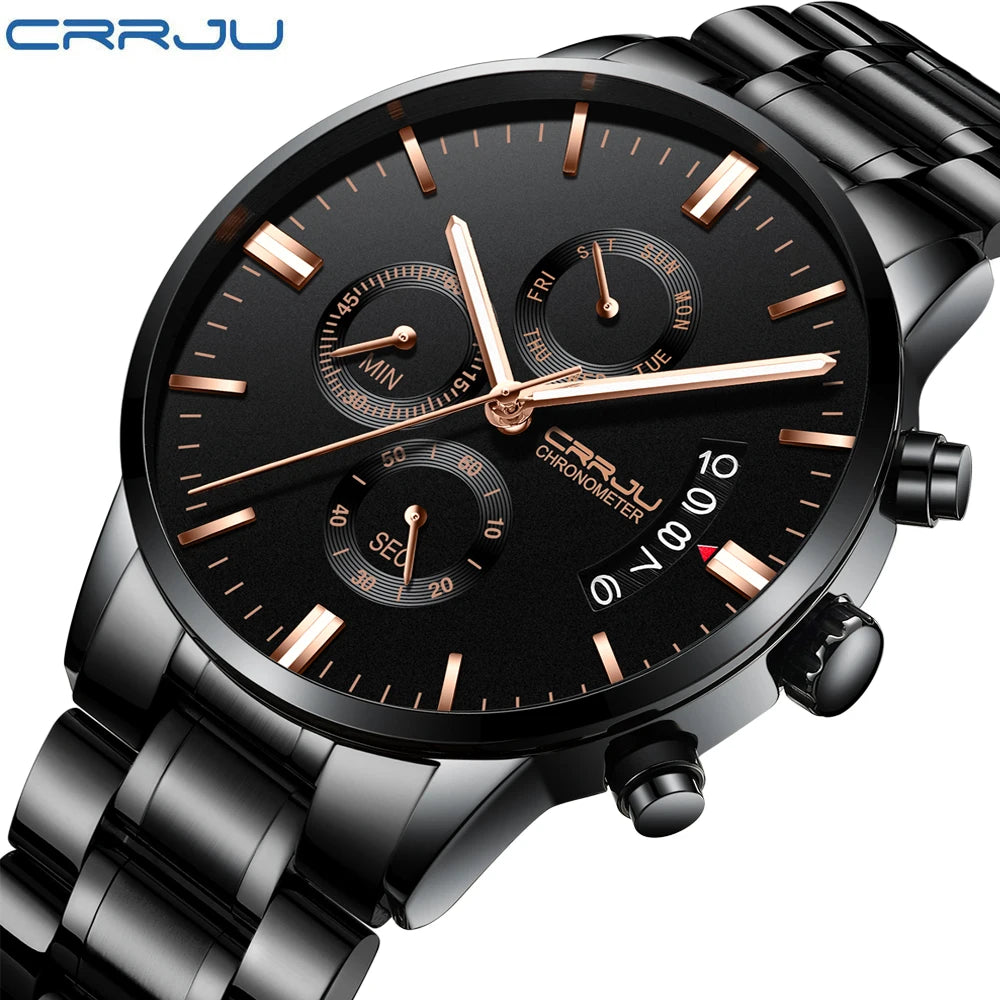 Men's Calander Waterproof Sport WristWatch with Milan strap Army Chronograph Quartz Heavy Watches Fashion male Clock