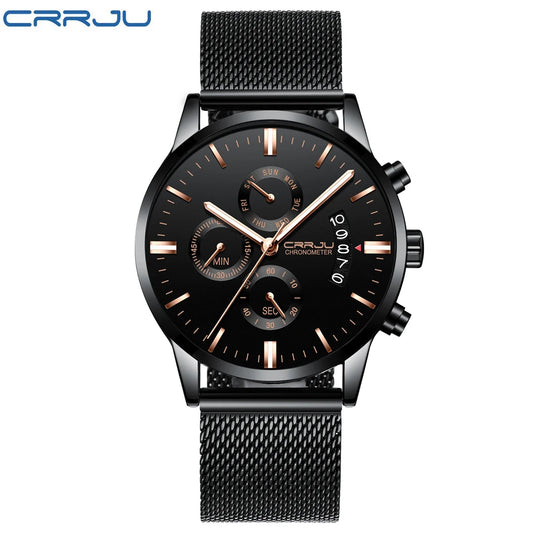 Men's Calander Waterproof Sport WristWatch with Milan strap Army Chronograph Quartz Heavy Watches Fashion male Clock