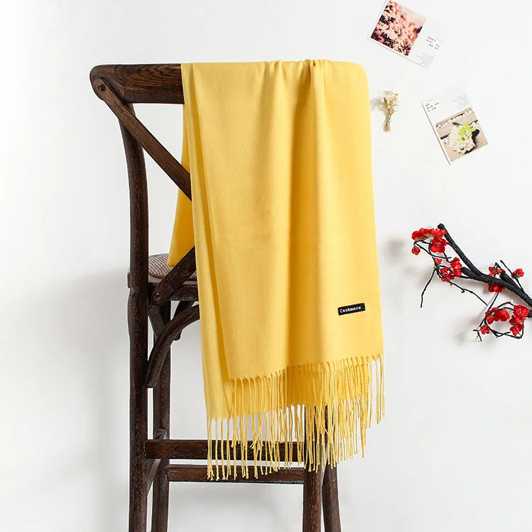 solid color soft scarf cashmere lady shawl wrap Autumn winter pashmina hijab headband