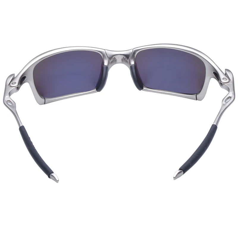 Polarized UV400 MTB Bike Cycling Sunglasses – Silver Metal Frame Riding Fishing Eyewear