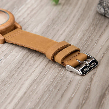 Bamboo Couple Set Quartz Wooden Watches Men Leather Band Lovers's Wood Timepieces