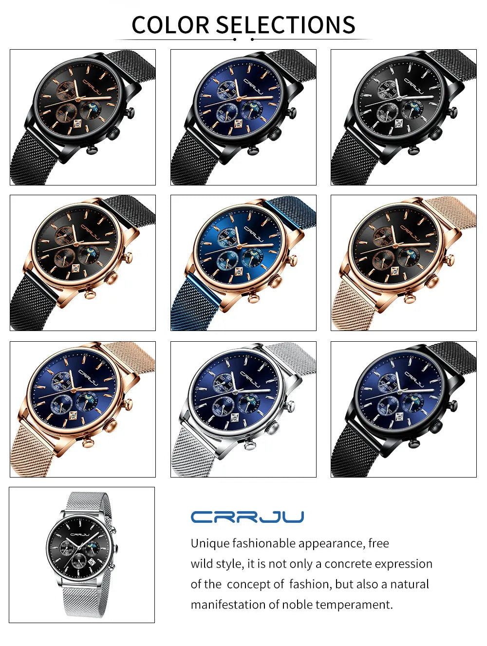 Relogio Masculino Luxury Quartz Watch for Men Blue Dial Watches Sport Watches Chronograph Clock Mesh Belt Wrist Watch