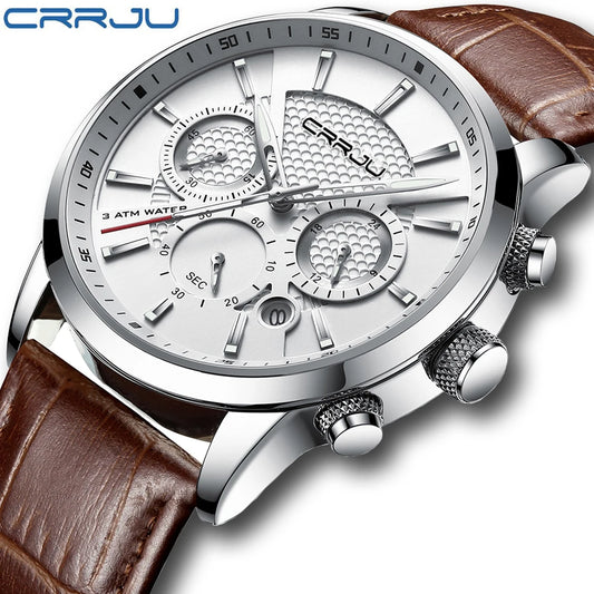 Man Watch Luxury Leather Wrist Watch Casual Chronograph Quartz Waterproof  Hot Sale Wristwatch