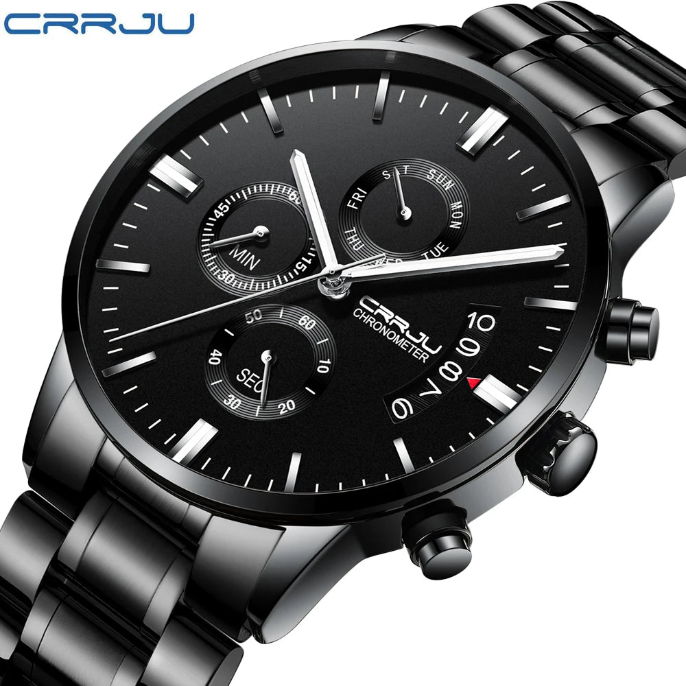 Men's Calander Waterproof Sport WristWatch with Milan strap Army Chronograph Quartz Heavy Watches Fashion male Clock